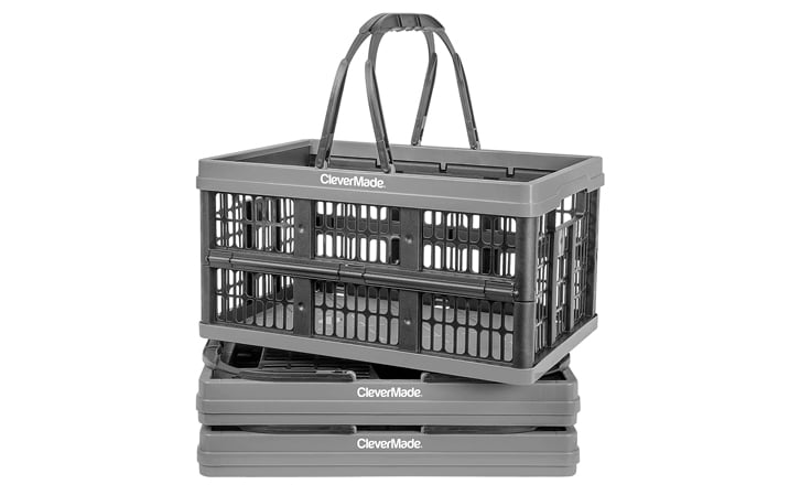 CleverMade Collapsible Plastic Grocery Shopping Baskets