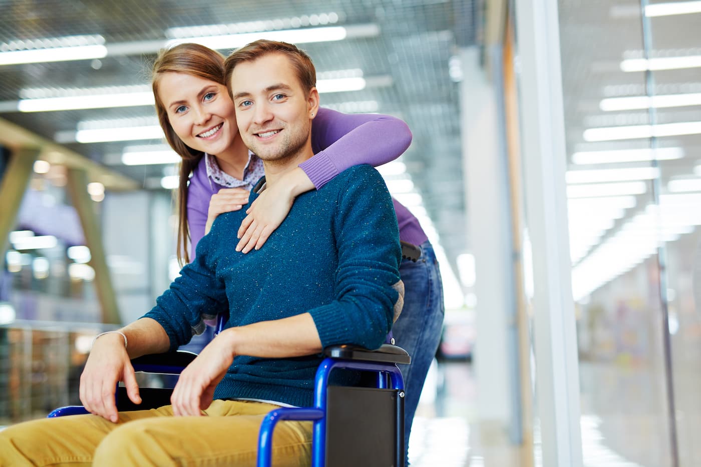 A man in a wheelchair in the first weeks after a spinal cord injury