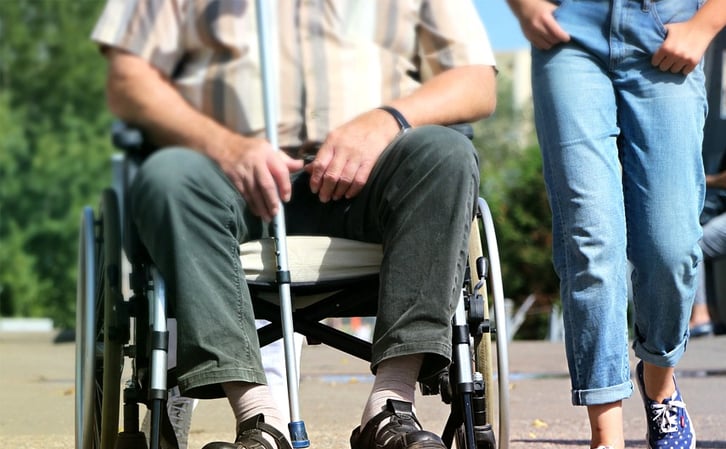 Man-in-Wheelchair-With-Cane-Because-Hemiplegia