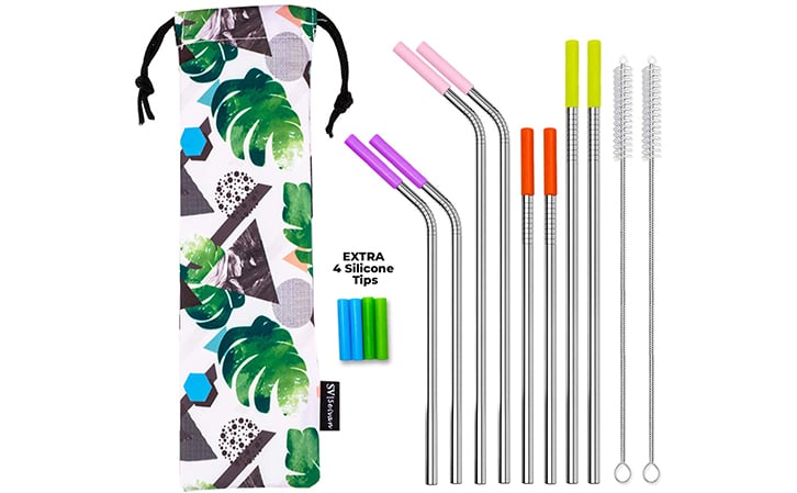 Reusable straw with silicon